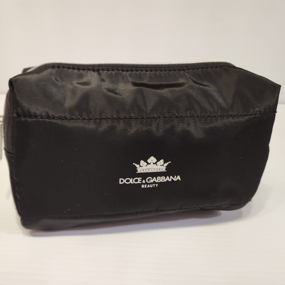 Dolce & Gabbana Beauty Crown Quilted Black Cosmetic Pouch Makeup Bag Black New